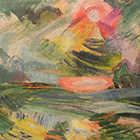 М.Аржанов, Солнце над волгой, картон, масло,1964